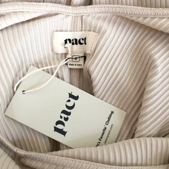 NWT Pact organic ivory cream Jazz stretch rib knit midi dress - Picture 7 of 7